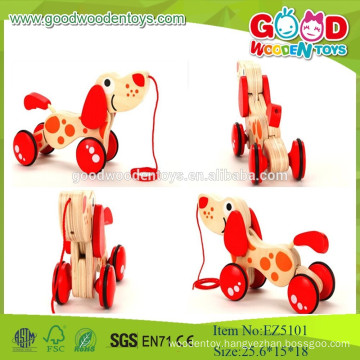 2015New Item Red Mini Set Toys ,Dragging Dog Wooden Toys